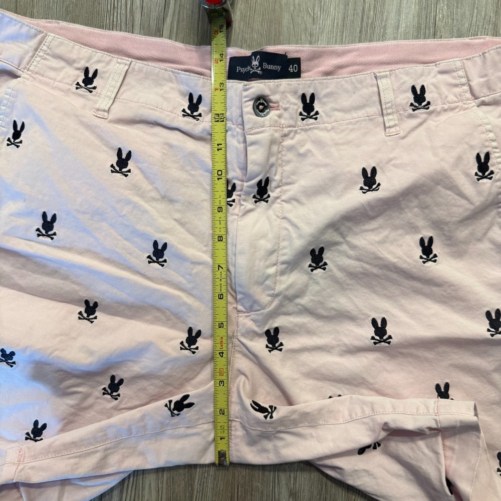 Psycho Bunny Mens 40 Skull Pattern Pink Chino Shorts - Picture 6 of 9